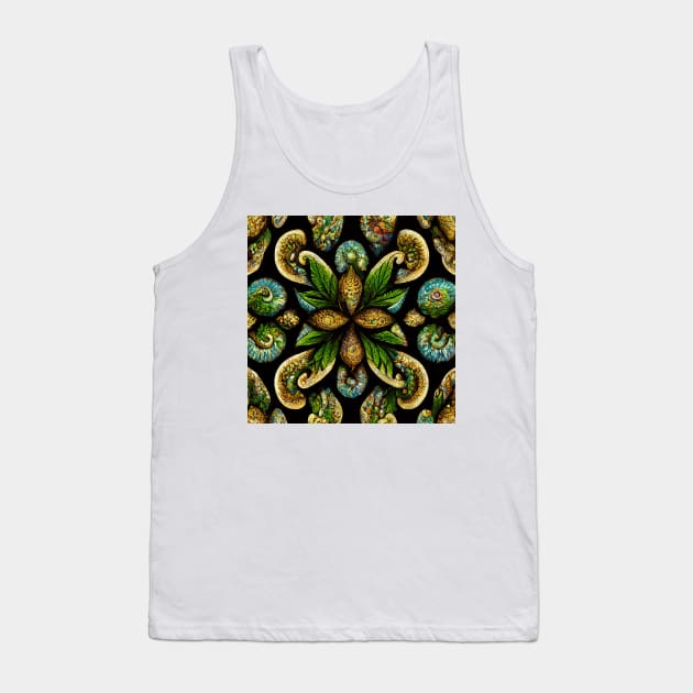 Voynich Exotic Paisley Floral AI 8k Hyperrealistic Tank Top by GuyBlank